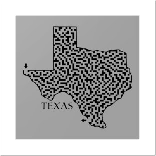 Texas State Outline Maze & Labyrinth Posters and Art
